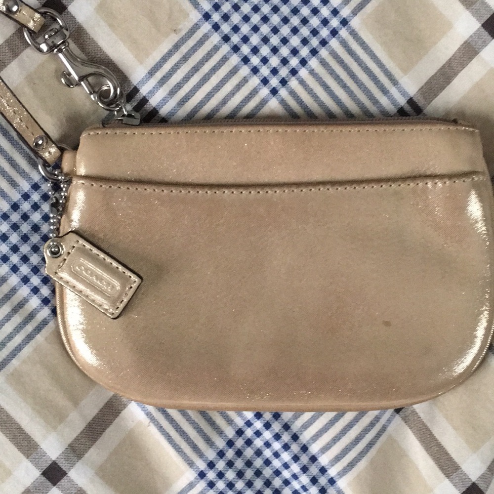 Coach Metallic gold wristlet